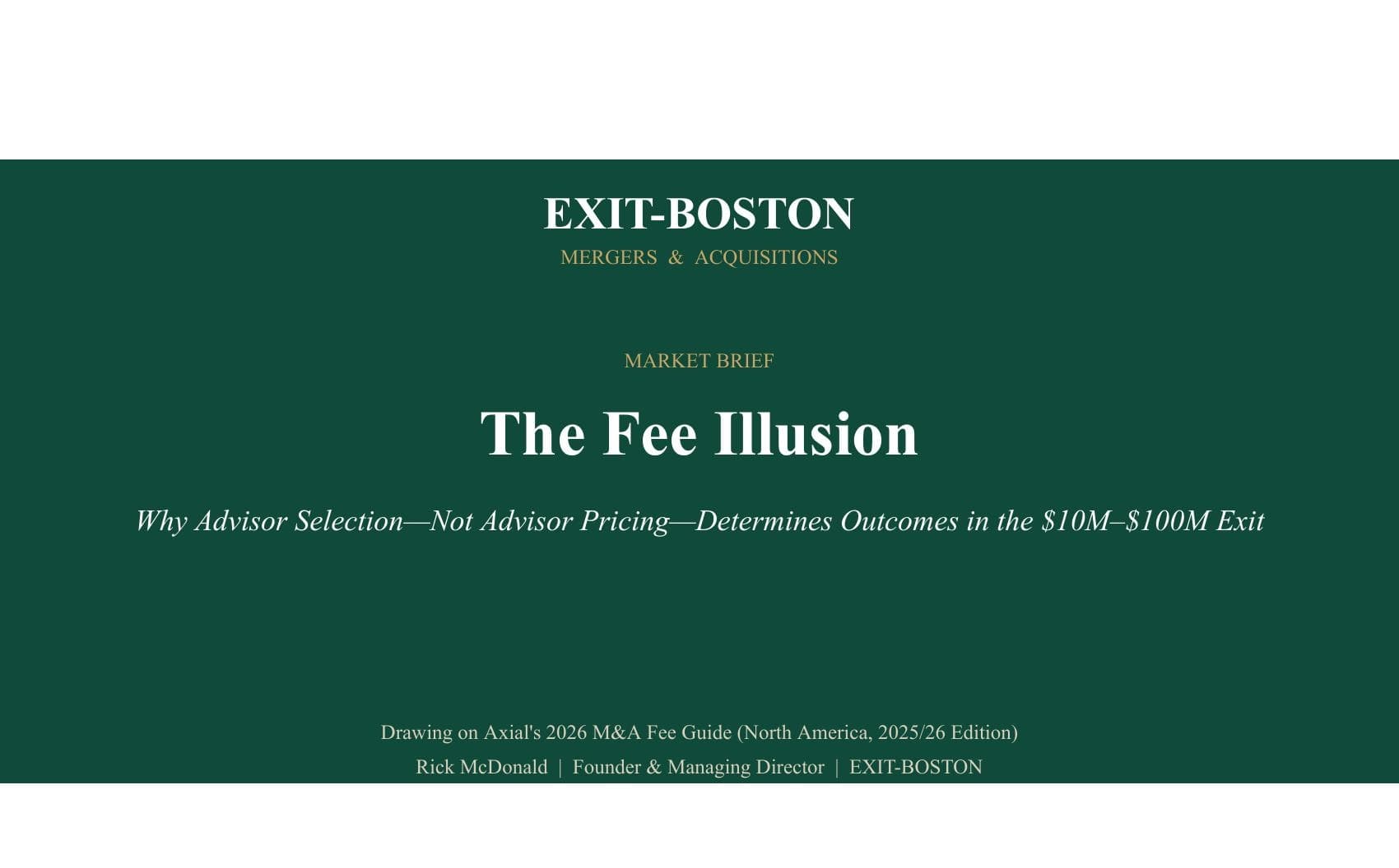The Fee Illusion — Market Brief by EXIT-BOSTON